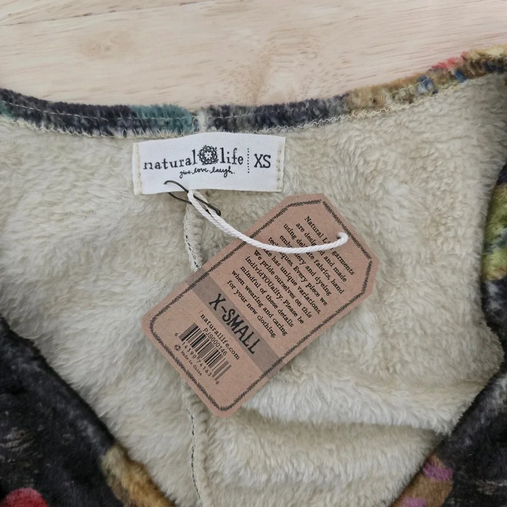 NWT Natural Life Womens Size XS Fleece Floral Jumpsuit Pajamas‎ PJS000146